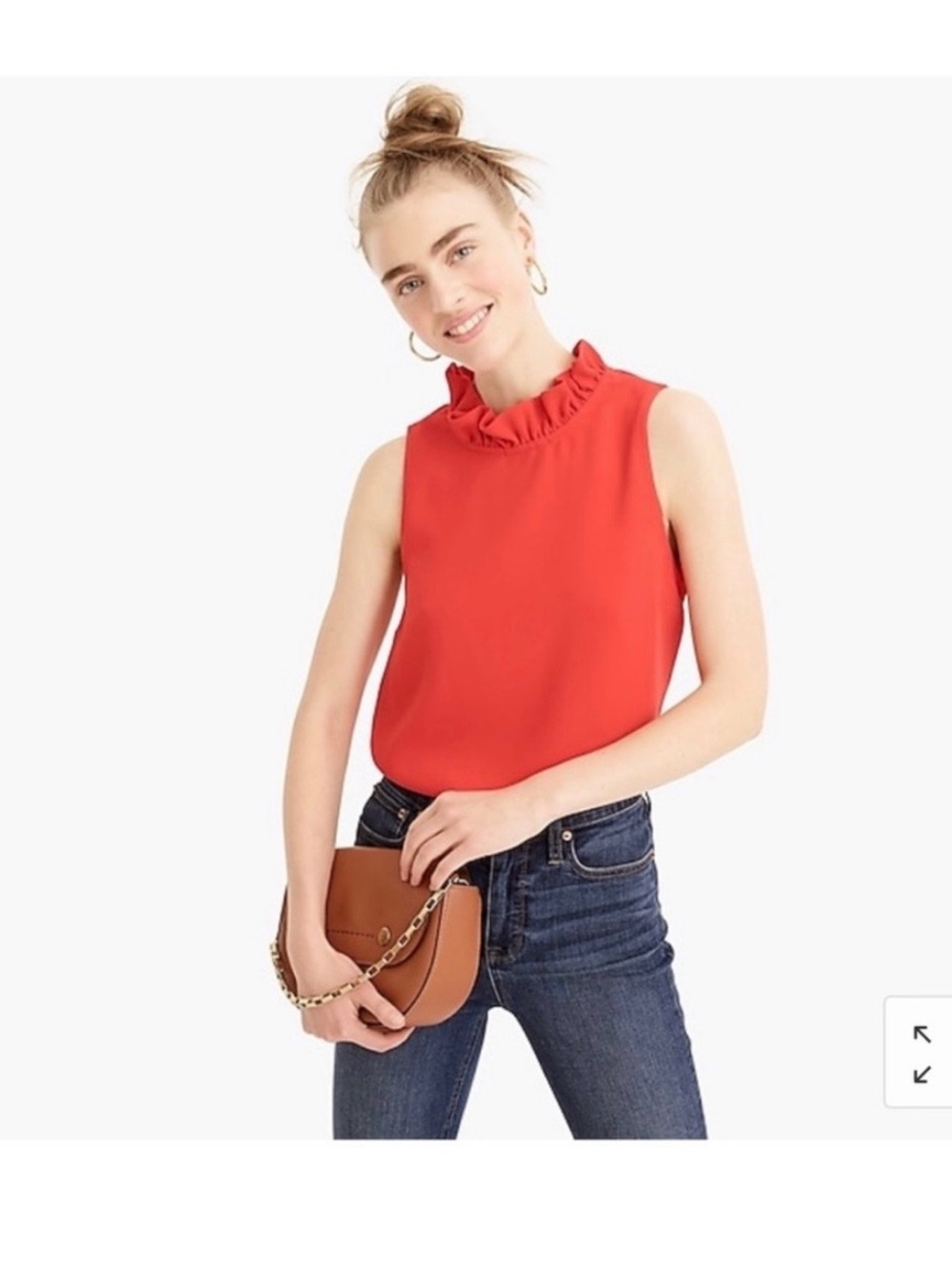 J. Crew Black Ruffle Mock Neck Sleeveless Top